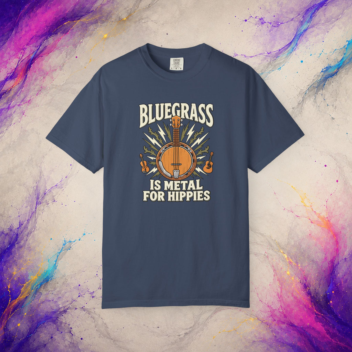 Bluegrass Is Metal for Hippies Tee | Funny Banjo Music T-Shirt