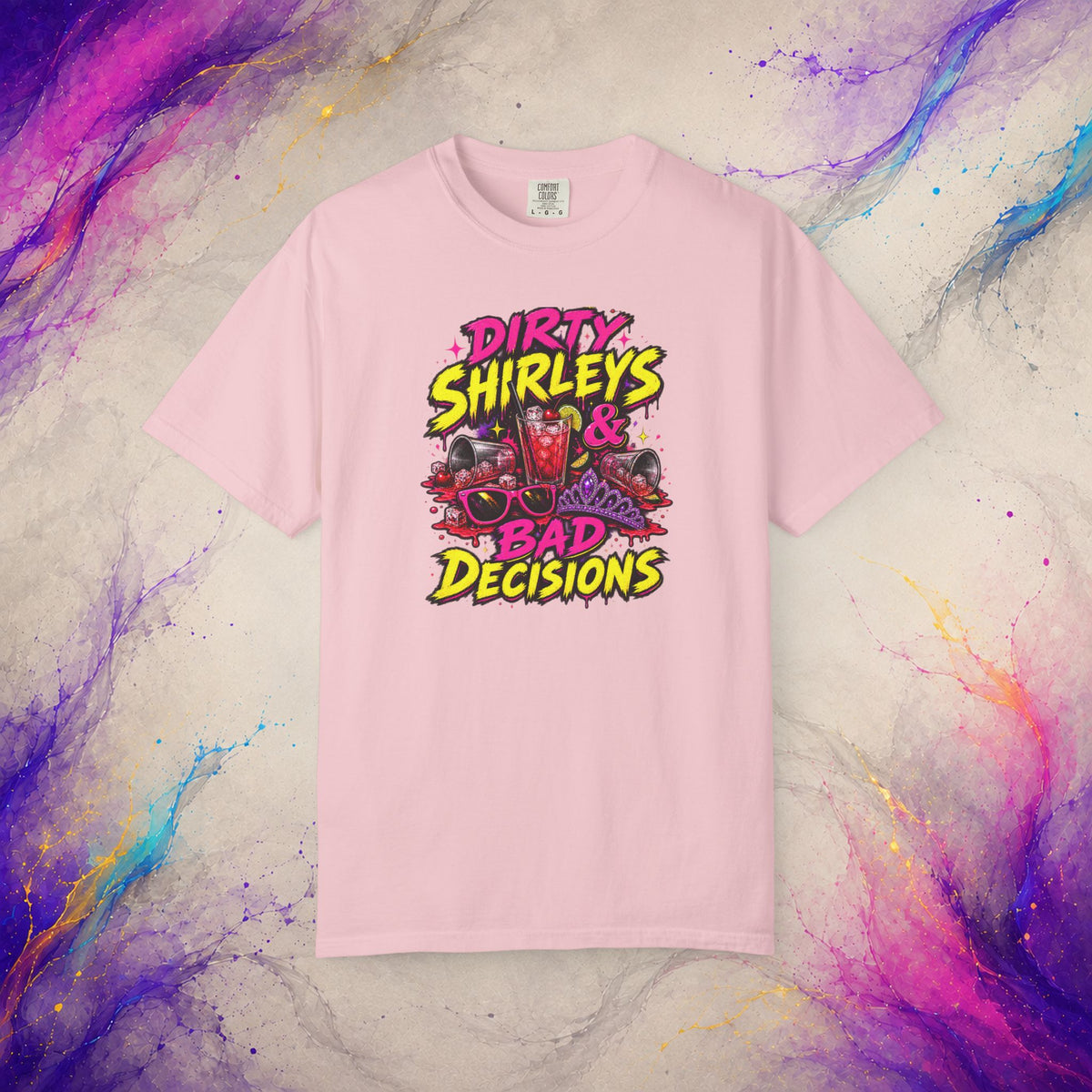 Dirty Shirleys & Bad Decisions T-Shirt | Retro Cocktail Graphic Tee